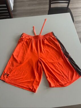Under Armour Orange Performance Shorts with Gray Side Panel